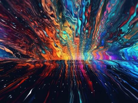 neón luces cromático holográfico líquido dinámica formas en oscuro antecedentes creado con generativo ai tecnología. foto