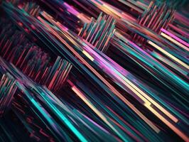 Neon lights diagonal lines on dark background Created with technology photo