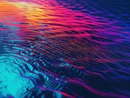 Neon lights Chromatic Holographic liquid dynamic shapes on dark background Created with technology. photo