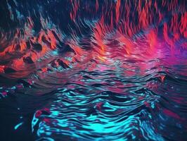 Neon lights Chromatic Holographic liquid dynamic shapes on dark background Created with technology. photo