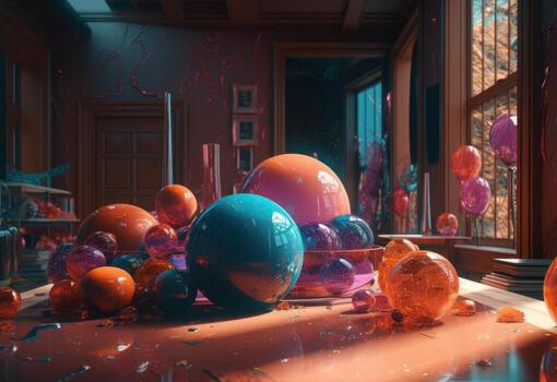 Composition with abstract geometric shapes and primitives Modern background created with technology photo