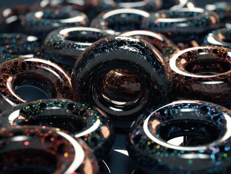 Futuristic abstract torus geometric background created with technology. photo