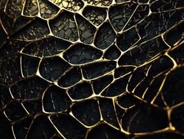 Dark black and gold abstract background An abstract image featuring organic shapes and lines that intersect and overlap created with technology. photo