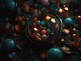 Composition with abstract geometric shapes and primitives Modern background created with technology photo
