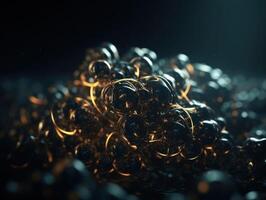 Abstract molecule model on dark background Created with technology. photo