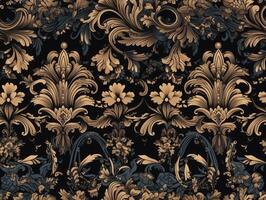 Seamless pattern Royal vintage Victorian Gothic background Rococo venzel and whorl created with technology. photo