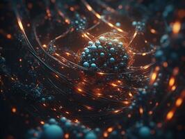 Abstract molecule model on dark background Created with technology. photo