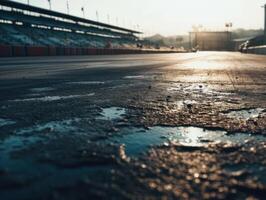 carrera pista vacío asfalto la carretera concepto conducción en un vacío la carretera carreras Deportes concepto creado con generativo ai tecnología foto