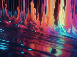 Neon lights Chromatic Holographic liquid dynamic shapes on dark background Created with technology. photo