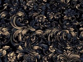 Seamless pattern Royal vintage Victorian Gothic background Rococo venzel and whorl created with technology. photo