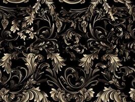 Seamless pattern Royal vintage Victorian Gothic background Rococo venzel and whorl created with technology. photo