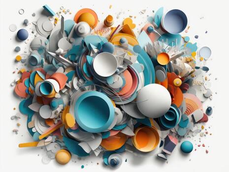 Composition with abstract geometric shapes and primitives Modern Art created with technology photo