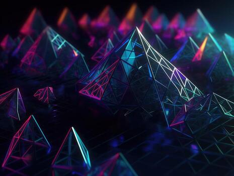 Futuristic abstract triangle geometric background created with technology photo