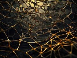 Dark black and gold abstract background An abstract image featuring organic shapes and lines that intersect and overlap created with technology. photo