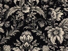 Seamless pattern Royal vintage Victorian Gothic background Rococo venzel and whorl created with technology. photo