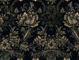 Seamless pattern Royal vintage Victorian Gothic background Rococo venzel and whorl created with technology. photo