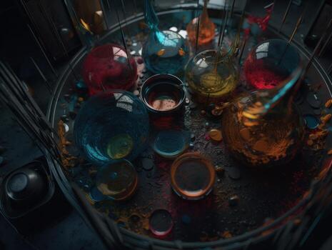 Composition with abstract geometric shapes and primitives Modern background created with technology photo