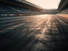 Race track Empty asphalt road concept Driving on an empty road Racing sports concept Created with technology photo