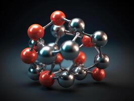 resumen molécula modelo en oscuro antecedentes creado con generativo ai tecnología. foto