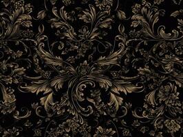 Seamless pattern Royal vintage Victorian Gothic background Rococo venzel and whorl created with technology. photo