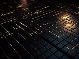 Dark black mosaic background with golden lines Art Deco luxury style texture Created with technology photo
