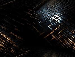 Dark black Geometric grid background Modern dark abstract texture Created with technology. photo