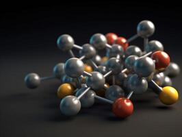 Abstract molecule model on dark background Created with technology. photo