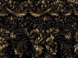 Seamless pattern Royal vintage Victorian Gothic background Rococo venzel and whorl created with technology. photo