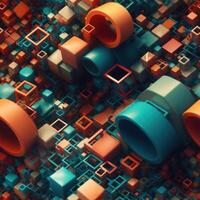 Colorful seamless geometric pattern created with technology photo