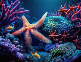 Medusa nada en el Oceano mar creado con generativo ai tecnología foto