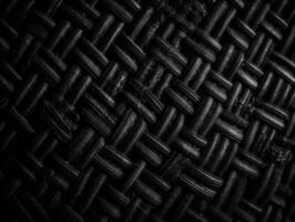 Dark black Abstract woven mat texture. Wickerwork background created with technology photo