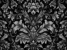 Seamless pattern Royal vintage Victorian Gothic background Rococo venzel and whorl created with technology. photo