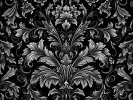 Seamless pattern Royal vintage Victorian Gothic background Rococo venzel and whorl created with technology. photo