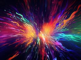 Neon lights Chromatic Holographic liquid dynamic shapes on dark background Created with technology. photo