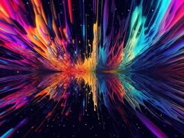 Neon lights Chromatic Holographic liquid dynamic shapes on dark background Created with technology. photo