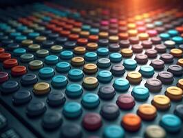 Many colorful pills on a dark background Geometric composition Created with technology photo