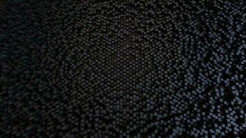 Abstract 3d rendering of chaotic black cubes in empty space. Computer generated background photo
