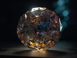 Natural gemstone on black background with reflections. Created with technology photo