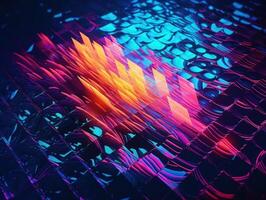Neon lights Chromatic Holographic liquid dynamic shapes on dark background Created with technology. photo