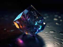 Natural gemstone on black background with reflections. Created with technology photo