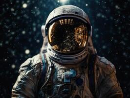 Astronaut in spacesuit against the background of the night sky Created with technology photo