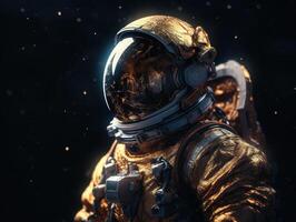 Astronaut in spacesuit against the background of the night sky Created with technology photo