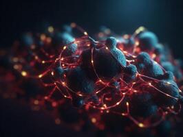 Abstract molecule model on dark background Created with technology. photo