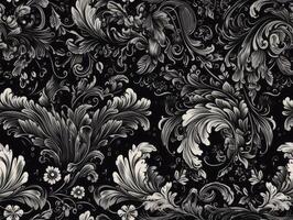 Seamless pattern Royal vintage Victorian Gothic background Rococo venzel and whorl created with technology. photo