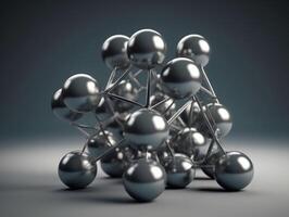 Abstract molecule model on dark background Created with technology. photo