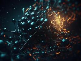 Abstract molecule model on dark background Created with technology. photo