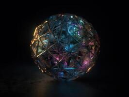 Natural gemstone on black background with reflections. Created with technology photo