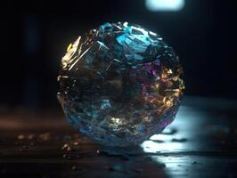 Natural gemstone on black background with reflections. Created with technology photo