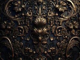 Royal vintage Victorian Gothic background Rococo venzel and whorl created with technology. photo