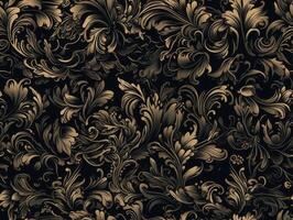 Seamless pattern Royal vintage Victorian Gothic background Rococo venzel and whorl created with technology. photo